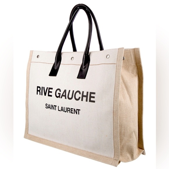Saint Laurent Rive Gauche Tote in Canvas with black handle handle - Picture 2 of 5